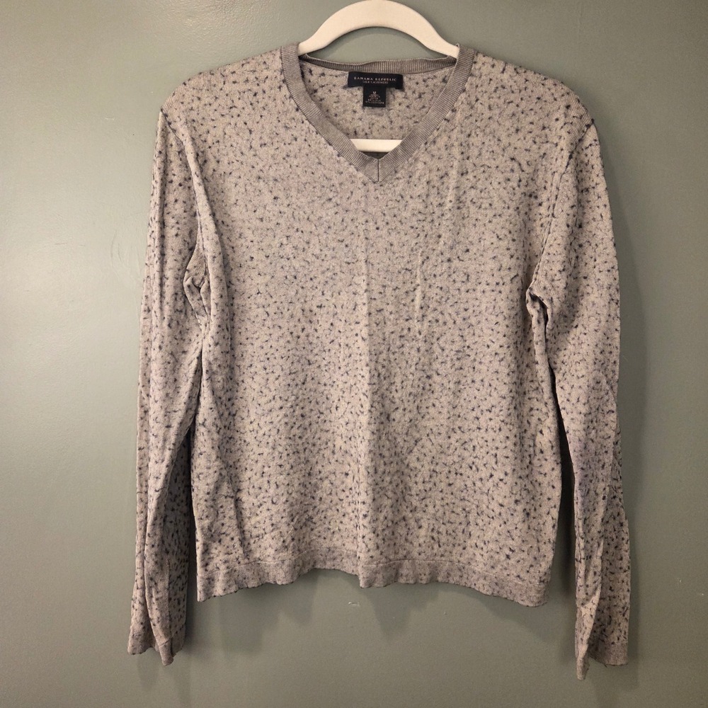 Banana Republic Women's Silk & Cashmere Spotted V-Neck Sweater Size M